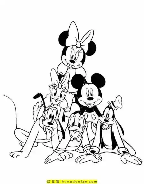 米奇米妮和黛西-红豆饭小学生简笔画大全