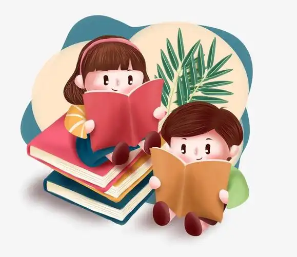 小孩看书卡通插画