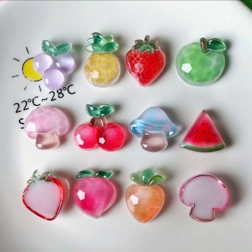新款创意可爱水果多切面闪亮树脂饰品配件贴片diy手机壳材料