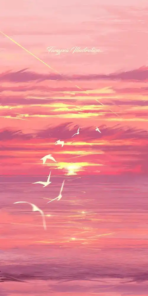 你是落日弥漫的橘天边透亮的星