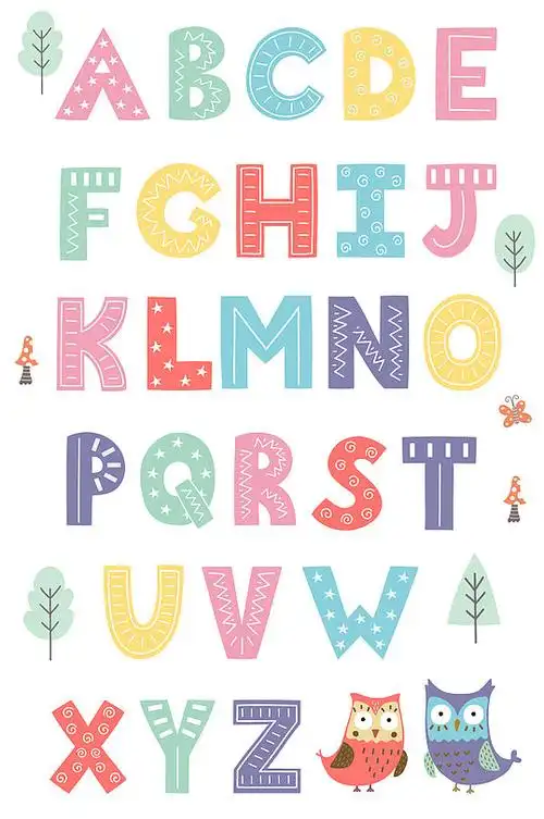 卡通有趣纹理英文字母