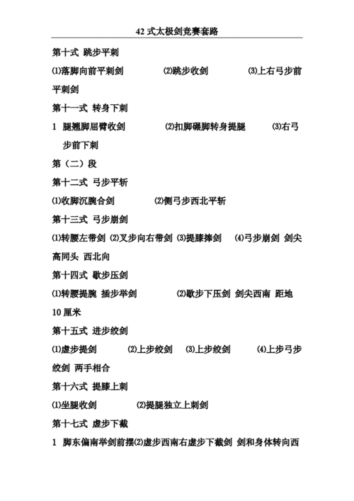 42式太极剑竞赛套路剑谱及分动名称.doc 5页