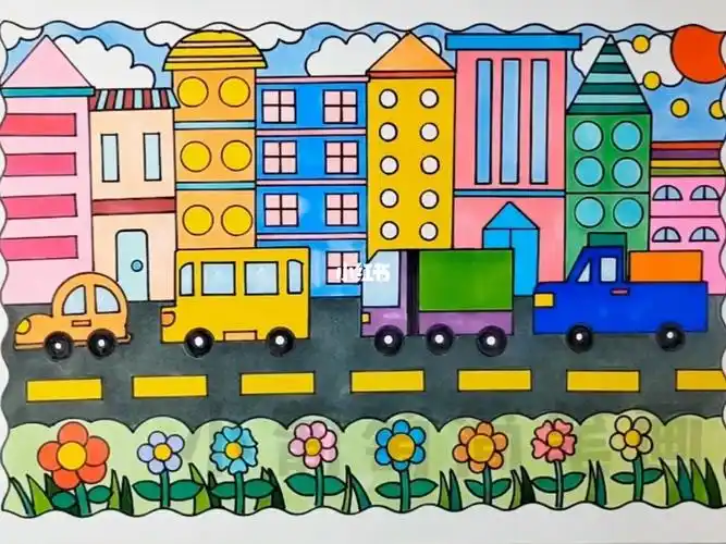 繁忙的大街儿童画