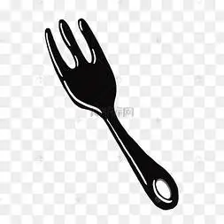 塑料叉子创意黑白单色涂鸦