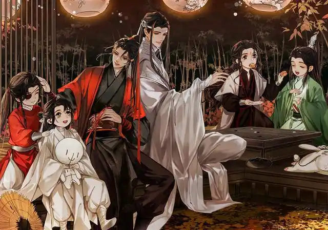 温馨治愈的墨香全家福,轮流带娃好有爱,花城的领口有小心机!