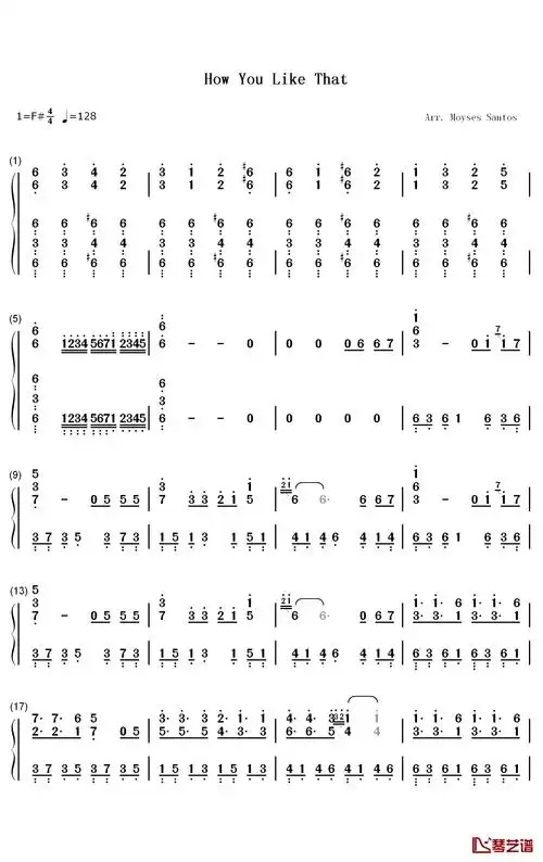 how you like that钢琴简谱-数字双手-blackpink1