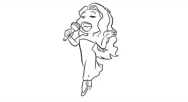 漂亮的女歌手卡通简笔画