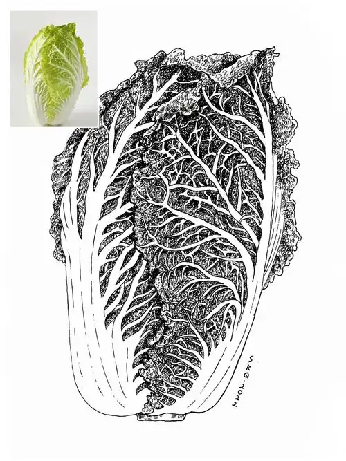 蔬菜写生线描白菜内附过程图
