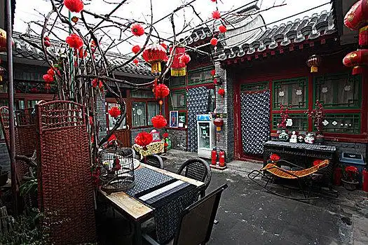 中国,北京,全景,地标,建筑,街道,房屋,四合院,院子,红灯笼