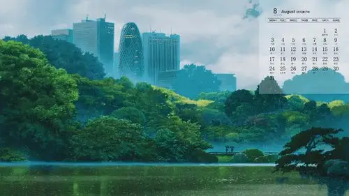 2020年8月言叶之庭清新养眼日历壁纸