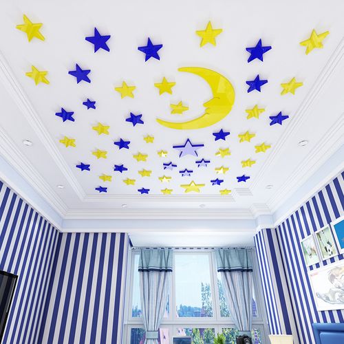 星月儿童卡通3d立体墙贴画儿童房屋顶天花板贴纸卧室温馨床头装饰
