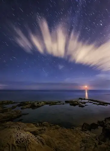 高清唯美海边日落星空风景图片
