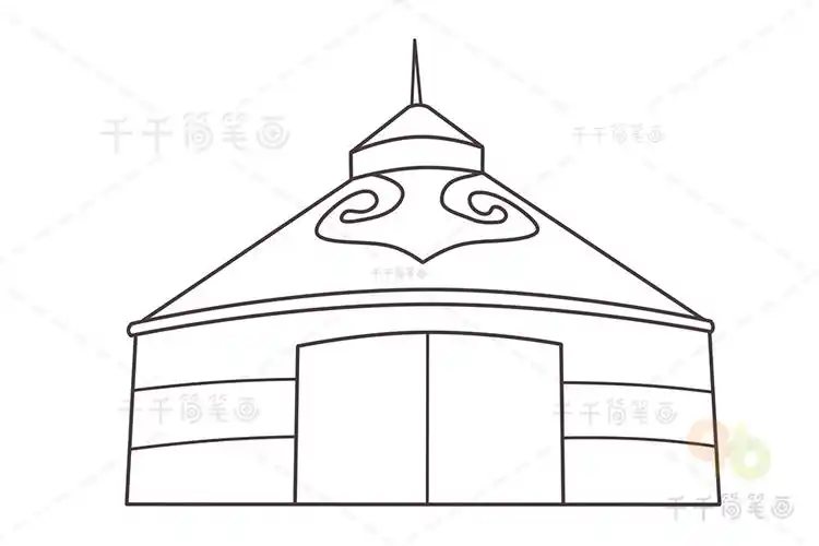 蒙古包简笔画 简单可爱_房子简笔画