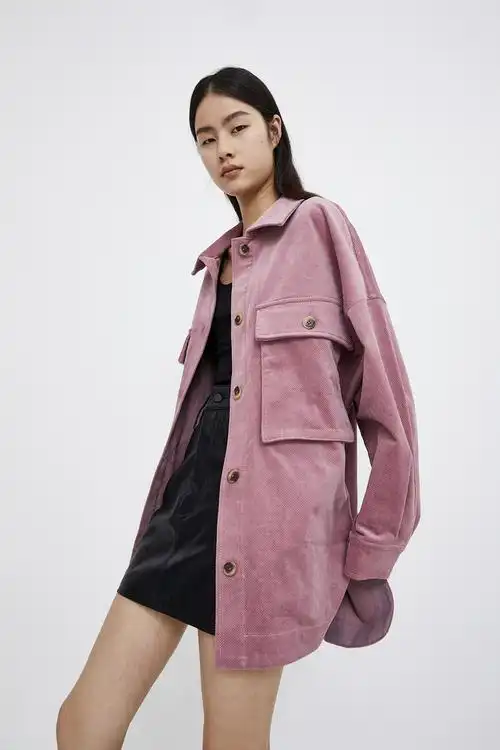 ur2021春夏新品青春女装宽松翻领简约落肩袖外套yl04r1en2000 冷粉色