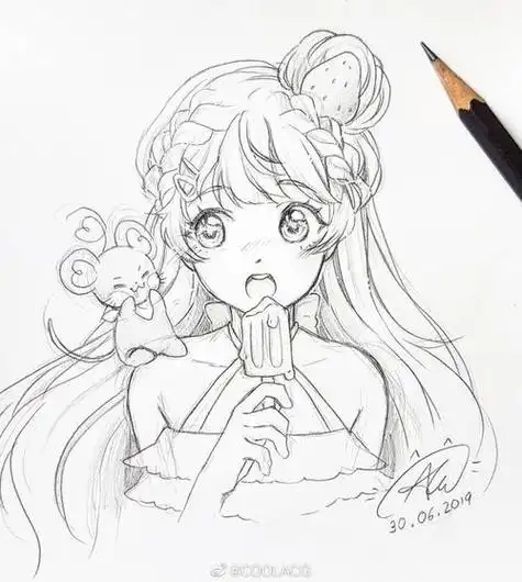 人物黑白动漫素材插画绘画线稿手绘女生男生长发短发转载怎样画q版