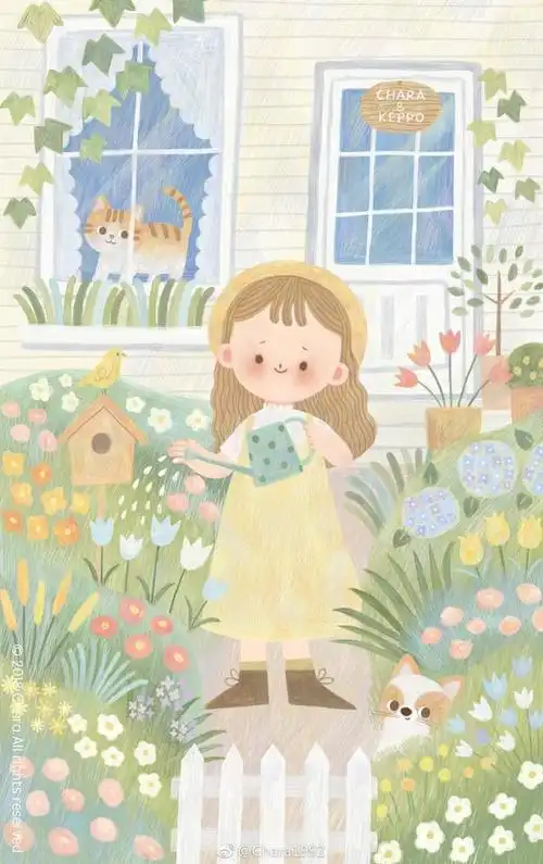 卡通可爱治愈壁纸ㄧ您的春日好运正在派件,请保持心情舒畅