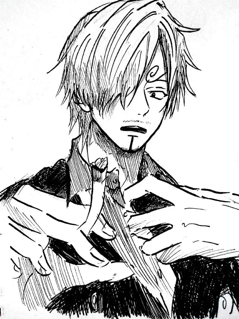 凌乱的线条也挡不住山治的帅气.#山治 #海贼王 #临摹 - 抖音