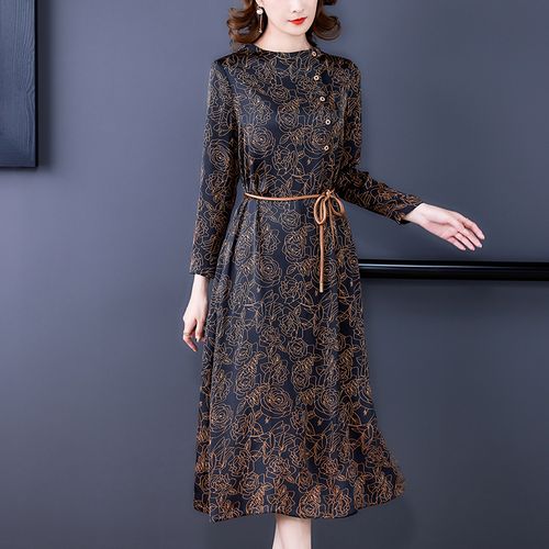 香云纱真丝桑蚕丝高档连衣裙