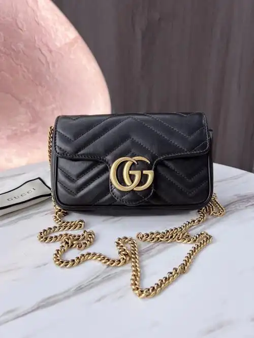 gucci古驰mini马蒙链条包