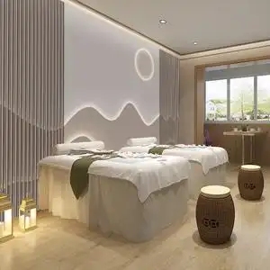 8d简约现代头疗养生馆装饰壁画新中式壁纸高档轻奢采耳美容院墙纸