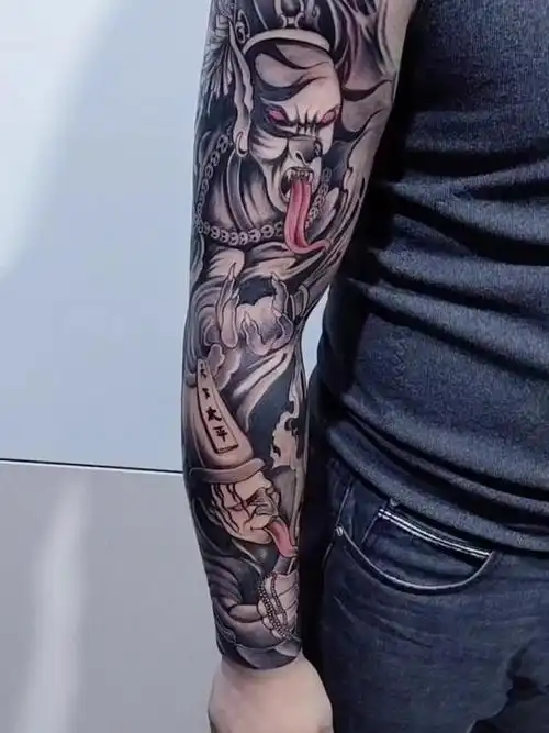 花臂黑白无常_纹身图案手稿图片_梁山刺客的纹身作品集