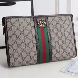 酷奇奢侈品牌袋鼠22新款男士牛皮手包大容量手拿包时尚真皮钱包gg压花