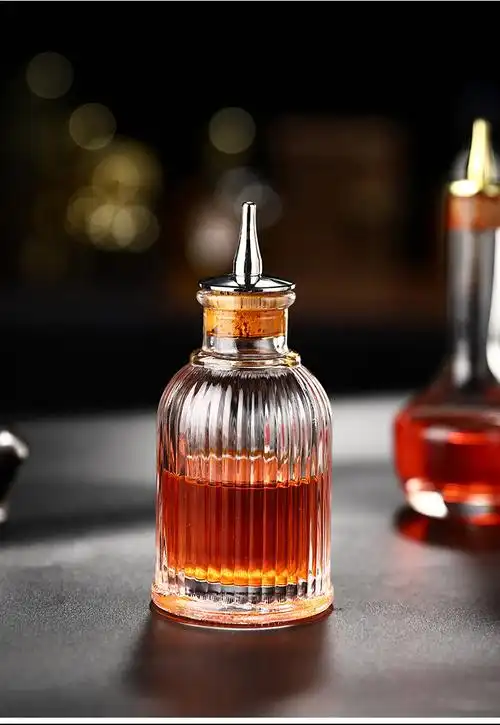 苦精瓶苦艾酒酒瓶酒吧调酒师工具小瓶调酒玻璃瓶药酒瓶鸡尾酒滴瓶木塞