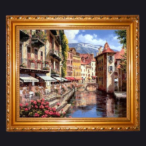 欧洲建筑 水城 威尼斯 壁画 现代装饰画 喷绘画 油画 挂画 酒店