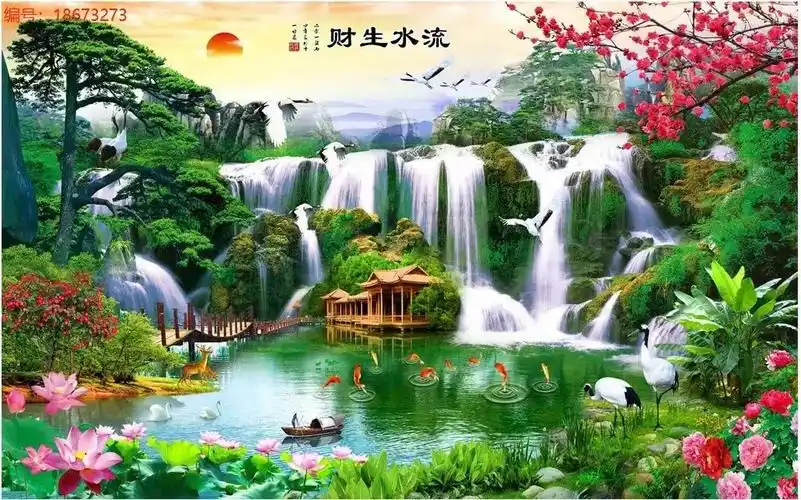 风景山水,唯美,流水生财,海纳百川,山衫情,家和万事兴