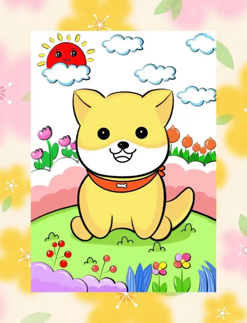 小狗98.适合:3岁—6岁宝贝材料:素描纸,马克笔#简笔画 - 抖音