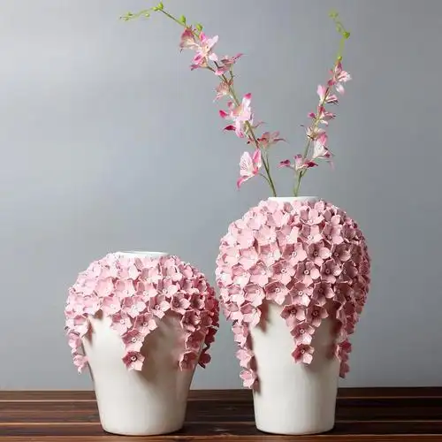 陶瓷工艺手工捏花花瓶婚庆家居礼品摆件办公家用室内客厅创意插花