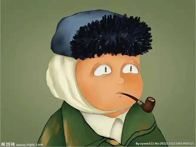 装饰画 卡通男人 烟斗