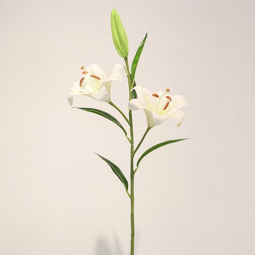 妆 高品质仿真花3头手感百合花假花婚庆家居客厅餐桌摆件样板装饰花