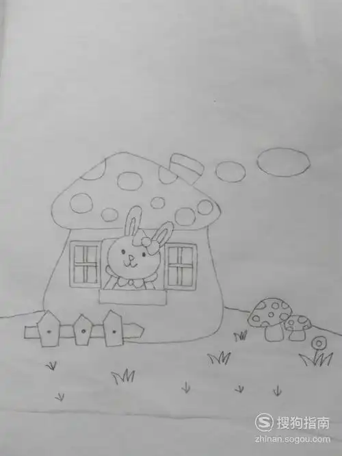 简笔画小兔子的蘑菇房的画法优质