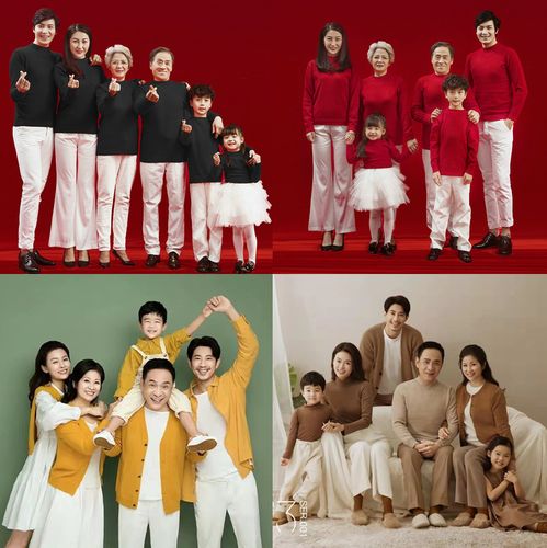 影楼全家福主题摄影服装家庭装一家六口拍照咖啡色样片毛衣亲子装