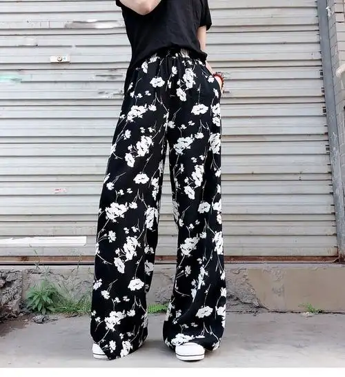 海边欧货女腰花高腰花裤子女装度假新款春夏2020休闲裤