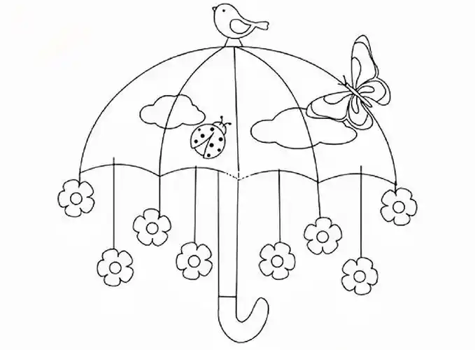 小雨伞简笔画横版可打印