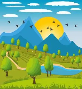 优山美地美景观与山背景插画