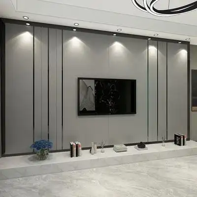 北欧式个性不锈钢金属条电视背景墙硬包轻奢现代简约卧室床头硬包