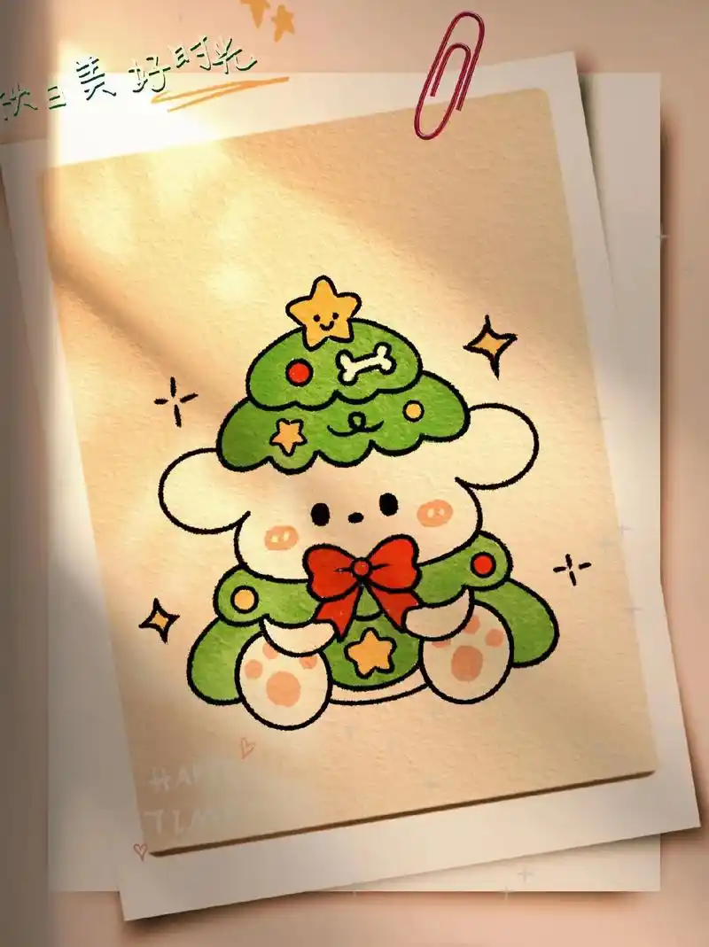 简单画圣诞小狗简笔画,超级简单,一学就会!#儿童简笔画 #简