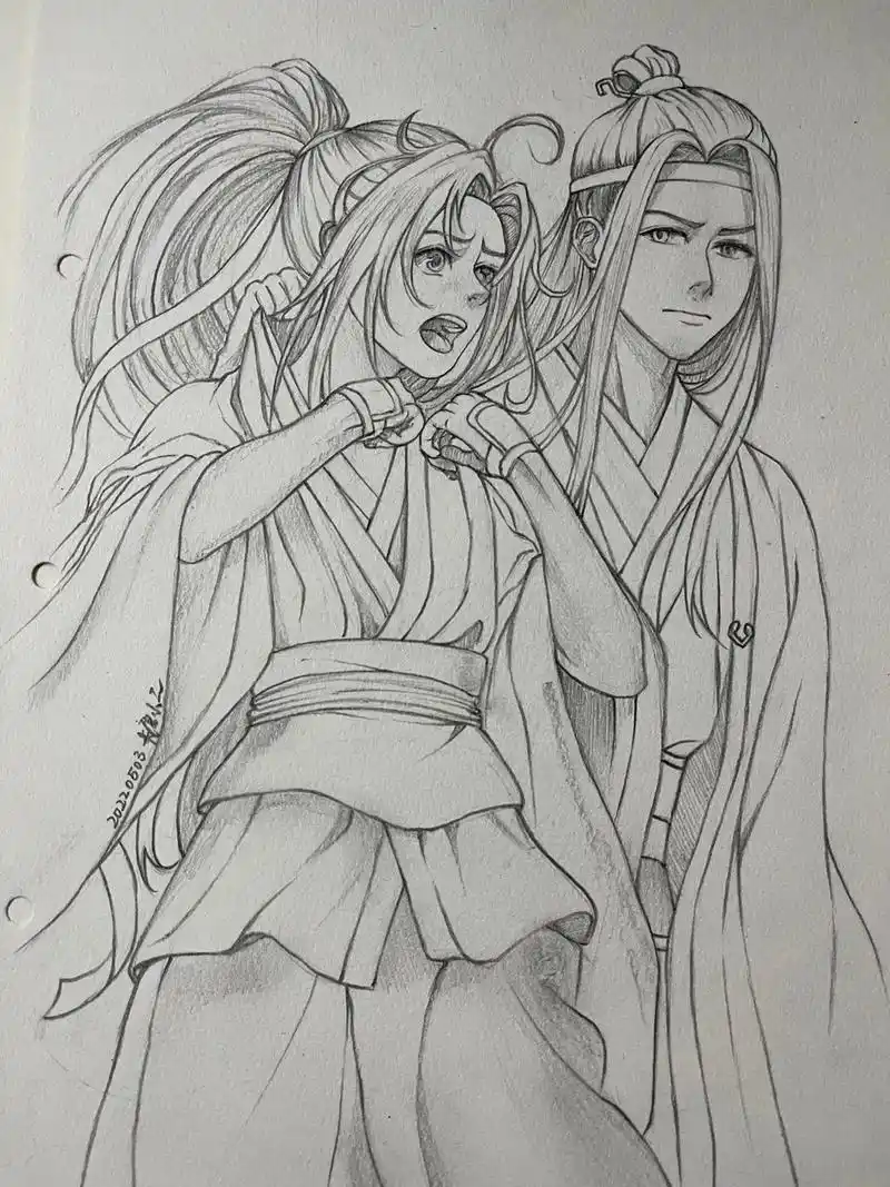 画个魔道祖师动画忘羡.#动漫人物绘画 #画渣日常#临摹  # - 抖音