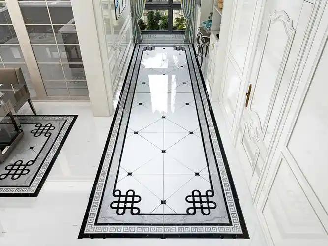 新中式客厅拼花地砖灰色地板砖800走廊过道拼图地砖入户玄关瓷砖1632