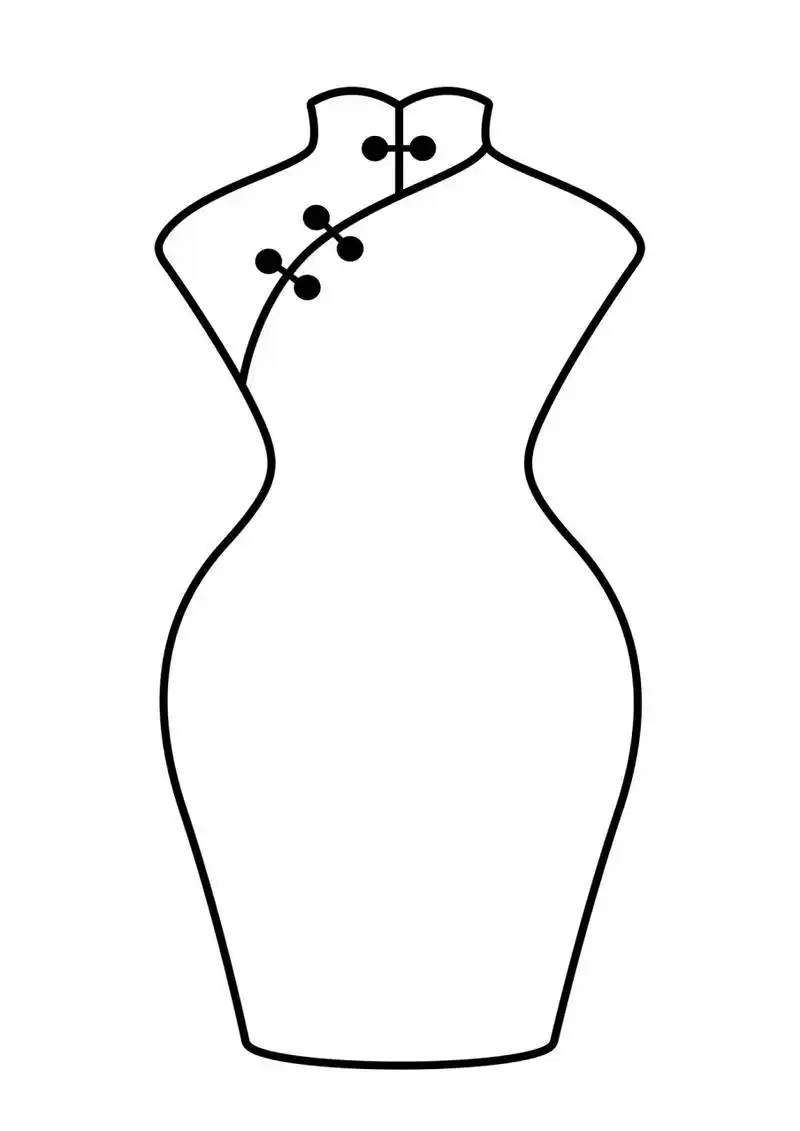 旗袍简笔画(素材保存可直接打印)