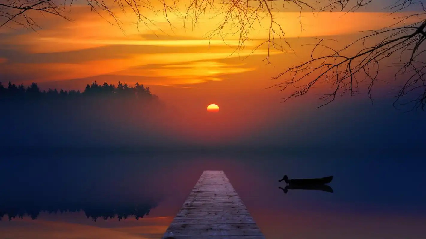 唯美落日余晖风景桌面壁纸高清大图预览1920x1080_风景壁纸下载_美桌