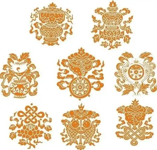 佛教吉祥八宝矢量图片下载