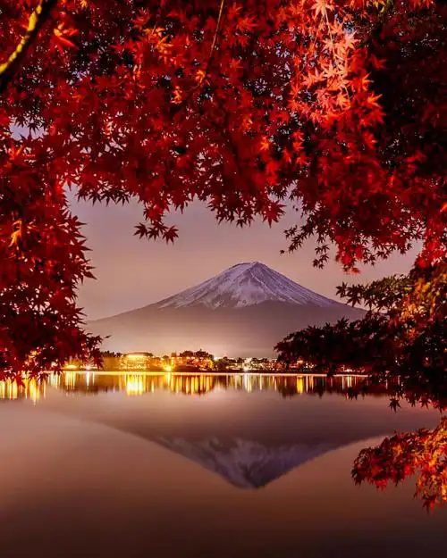 日本富士山唯美秋季枫红摄影图片[6/9]_城市风景_美桌网