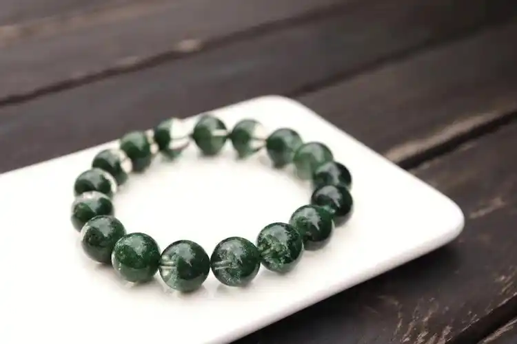 天然顶级绿幽灵聚宝盆单圈手串