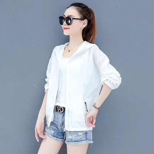 古维慕外搭夏天衣服女装外套轻薄女夏季短款透气宽松薄款服 白色 0361