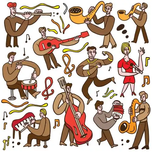 音乐人,卡通,矢量,插画,素描,风格