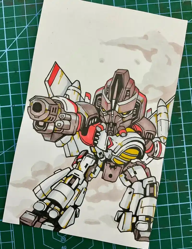 变形金刚威震天动漫卡通绘画马克笔儿童画.